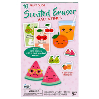 Mello Smello Fruit Duo Scented Erasers Card Kit - 16 Count - Image 1