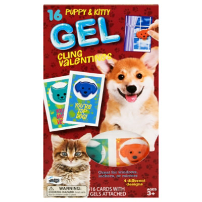 Mello Smello Puppy & Kitty Gel Cling Valentines Card Kit - 16 Count - Image 2
