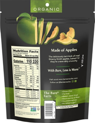 Bare Foods Apple Chips Organic Crunchy Great Granny - 3 Oz (Pack of 12) - Image 2
