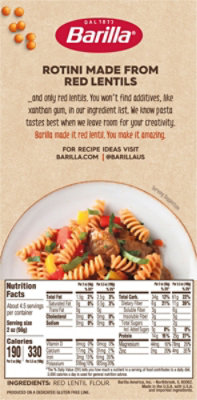Barilla Red Lentil Rotini Gluten Free Pasta - 8.8 Oz (Pack of 10) - Image 3
