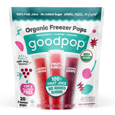 GoodPop Organic Freezer Pops 20 Count - 30 Fl. Oz. (Pack of 6) - Image 1