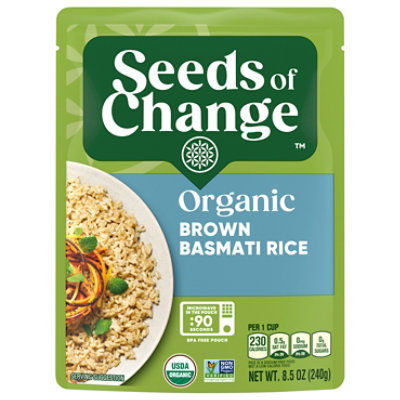 SEEDS OF CHANGE Organic Rice Brown Basmati Pouch - 8.5 Oz (Pack of 12) - Image 1
