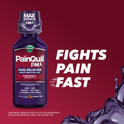 Vicks Painquil Pm Nighttime Pain Reliever & Sleep Aid, Nighttime Pain Relief & Sleep Aid Liquid - 12 FZ - Image 2