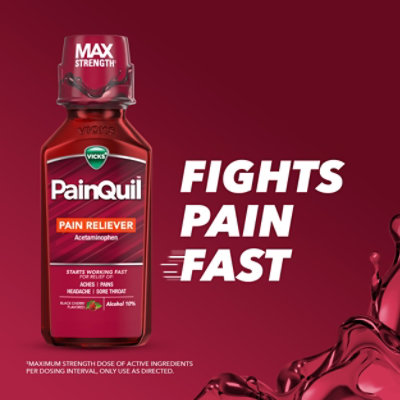 Vicks Painquil Pain Reliever, Pain Relief Liquid, 1000mg Acetaminophen, Black Cherry Flavored, - 12 FZ - Image 2