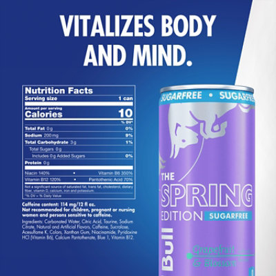 Red Bull Spring Edition Sugar Free Energy Drink Grapefruit With 114Mg Caffeine In Can - 4-12 Fl Oz - Image 2