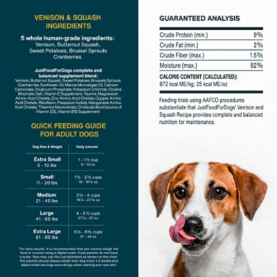 Justfoodfordogs Venison & Squash - 18 OZ - Image 2