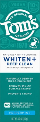 Tom's Of Maine Whiten Deep Clean Anti-cavity Peppermint Toothpaste 4z. - 4 OZ - Image 4
