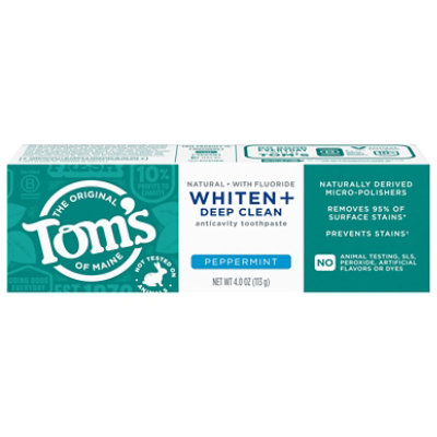Tom's Of Maine Whiten Deep Clean Anti-cavity Peppermint Toothpaste 4z. - 4 OZ - Image 1