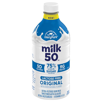 Dairypure Milk50 Fat Free Original Lactose Free Ultra-pasteurized , 48 Fluid Ounce Plastic Bottle - 48 FZ - Image 1