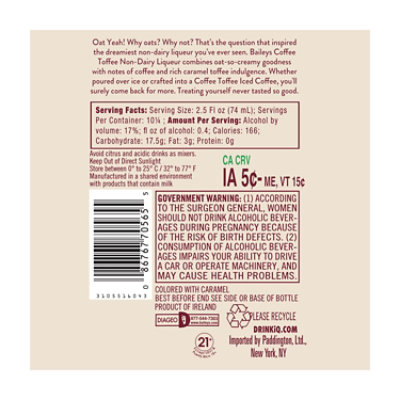 Baileys Coffee Toffee Irish Cream - 750 ML - Image 4