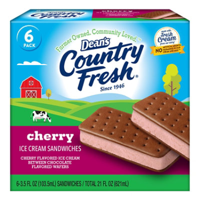 Country Fresh Deans Ice Cream Sandwiches Cherry 6pk 21 Fz 6-3.5 Fz - 6-3.5FZ - Image 1