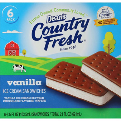 Dean's Country Fresh Ice Cream Sandwiches Vanilla 6pk, 21 Fz, 6-3.5 Fz - 6-3.5FZ - Image 3