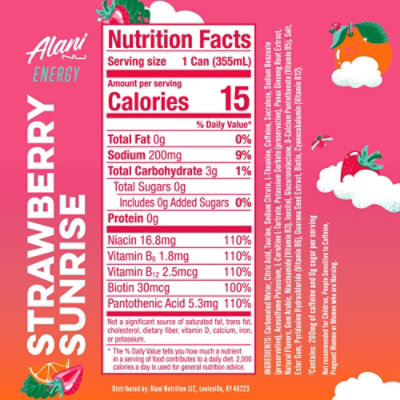 Alani Nu Strawberry Sunrise Energy Drink - 12 Fl. Oz. - Image 2