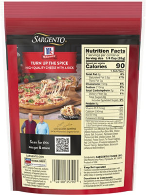 Sargento Mccormick Crushed Red Pepper Low Moisture Part Skim Mozzarella & Parmesan - 7 Oz - Image 6