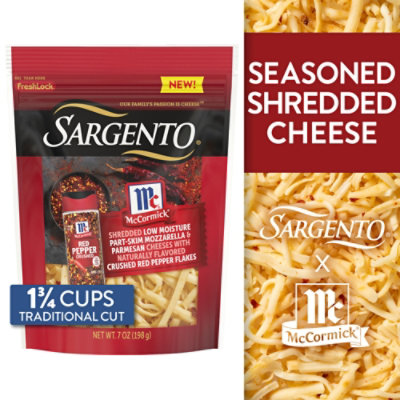 Sargento Mccormick Crushed Red Pepper With Low Moisture Part-skim Mozzarella And Parmesan, 7 Oz - 7 OZ - Image 1