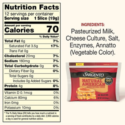Sargento Natural American Cheese 8 Oz 12 Slices - 8 OZ - Image 4
