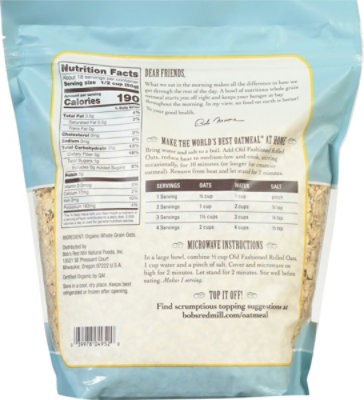 Bob's Red Mill Organic Old Fashioned Rolled Oats - 32 Oz (Pack of 4) - Image 2