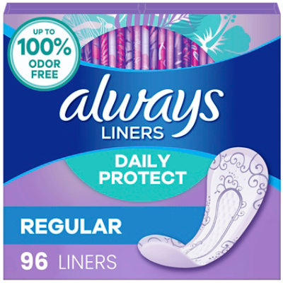 Always Daily Protect Liners Regular Length Unscented 96 Count - 96 CT - Image 1