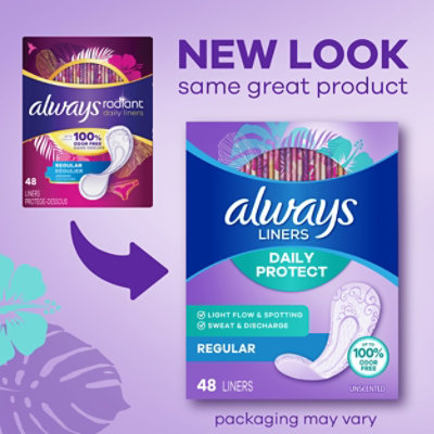 Always Daily Protect Liners Regular Length Unscented 96 Count - 96 CT - Image 2