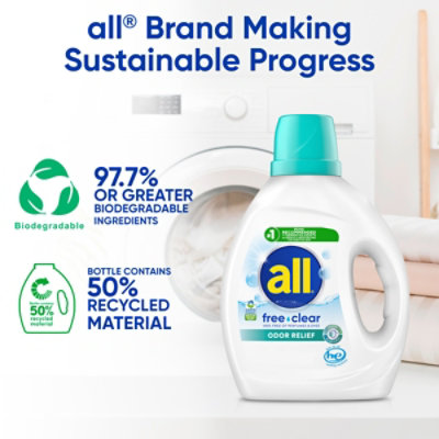 All Ultra Liquid Laundry Detergent Odor Relief, Free & Clear - 73 Oz. - 73 FZ - Image 4
