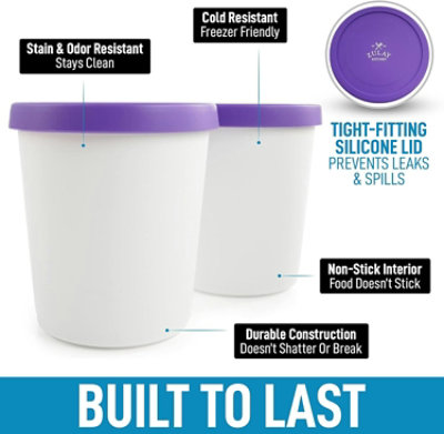 Zulay Kitchen 2 Pack Ice Cream Containers with Lid - 1 Quart Each Large Reusable Pint Containers - Image 2