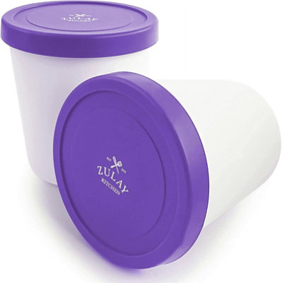 Zulay Kitchen 2 Pack Ice Cream Containers with Lid - 1 Quart Each Large Reusable Pint Containers - Image 1