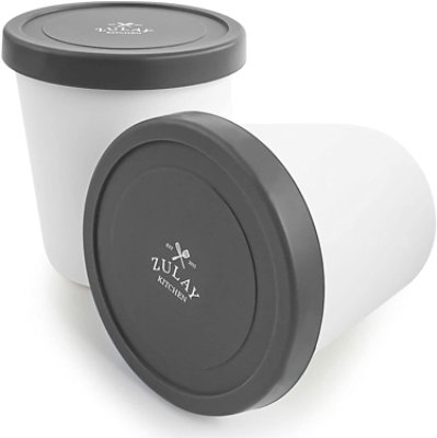 Zulay Kitchen 2 Pack Ice Cream Containers with Lid - 1 Quart Each Large Reusable Pint Containers - Image 1