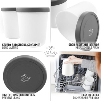 Zulay Kitchen 2 Pack Ice Cream Containers with Lid - 1 Quart Each Large Reusable Pint Containers - Image 4