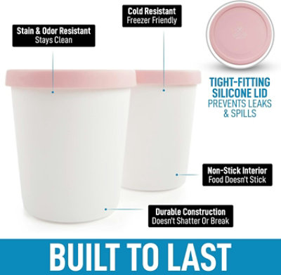 Zulay Kitchen 2 Pack Ice Cream Containers with Lid - 1 Quart Each Large Reusable Pint Containers - Image 2
