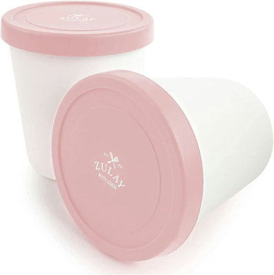 Zulay Kitchen 2 Pack Ice Cream Containers with Lid - 1 Quart Each Large Reusable Pint Containers - Image 1