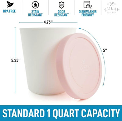 Zulay Kitchen 2 Pack Ice Cream Containers with Lid - 1 Quart Each Large Reusable Pint Containers - Image 3