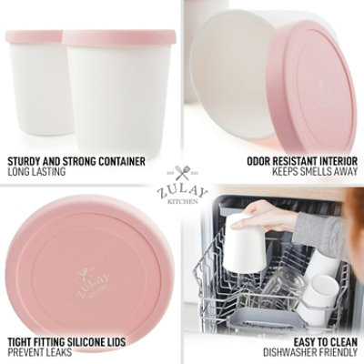 Zulay Kitchen 2 Pack Ice Cream Containers with Lid - 1 Quart Each Large Reusable Pint Containers - Image 4