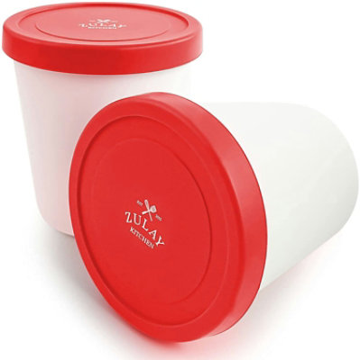 Zulay Kitchen 2 Pack Ice Cream Containers with Lid - 1 Quart Each Large Reusable Pint Containers - Image 1