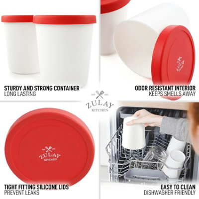 Zulay Kitchen 2 Pack Ice Cream Containers with Lid - 1 Quart Each Large Reusable Pint Containers - Image 4