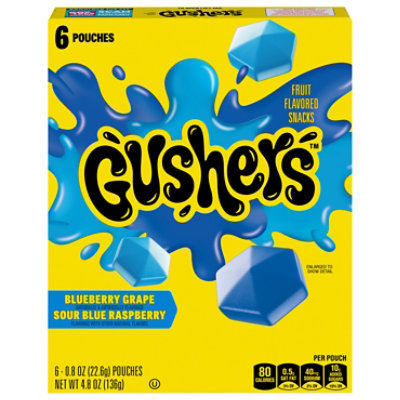 Gushers Blueberry Grape And Sour Blue Raspberry Fruit Flavored Snacks 6 Count - 4.8 OZ - Image 2
