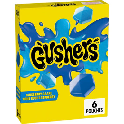 Gushers Blueberry Grape And Sour Blue Raspberry Fruit Flavored Snacks 6 Count - 4.8 OZ - Image 1