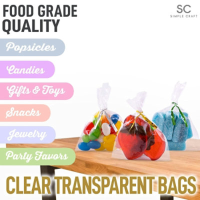 Zulay Kitchen 200 Pack Thick Plastic Candy Bags With Ties For Goodie Bags (3x4) - Image 2