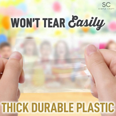 Zulay Kitchen 200 Pack Thick Plastic Candy Bags With Ties For Goodie Bags (3x4) - Image 4