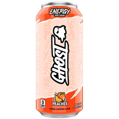 GHOST Peaches Energy Drink - 16 FZ - Image 1