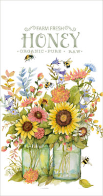 Honey Floral Terry Towel - Each - Image 1