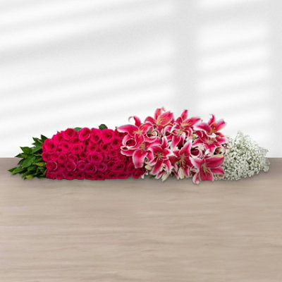 Free Shipping - Hot Pink Flowers Designer Box - 96 Stems Fresh Flowers Delivery - Image 2