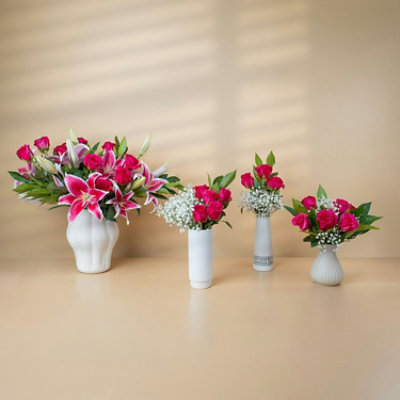 Free Shipping - Hot Pink Flowers Designer Box - 96 Stems Fresh Flowers Delivery - Image 3