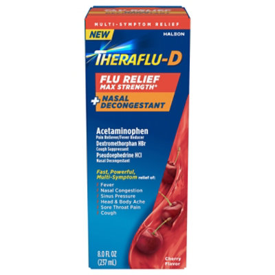 Theraflu-d Flu Relief Cherry Syrup - 8.3 OZ - Image 1