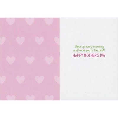 Brown Cat Holding Pink Mug and Smelling Coffee Aroma Mother's Day Card - Image 2