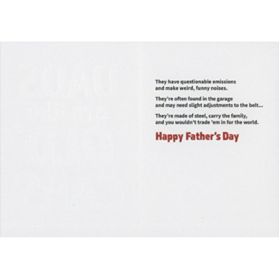 Dads are Like Old Cars: Red and Silver Foil Text Funny A-Press Premium Father's Day Card - Image 2