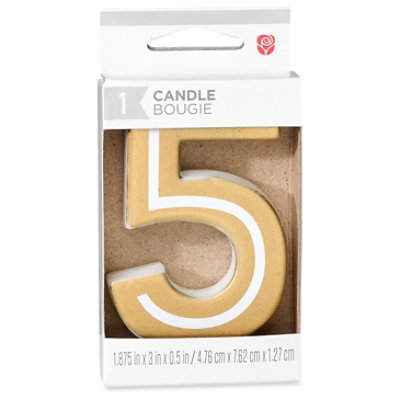 American Greetings Number 5 Gold Birthday Number Candle - Each - Image 1