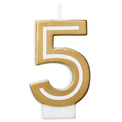 American Greetings Number 5 Gold Birthday Number Candle - Each - Image 2