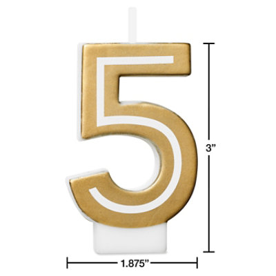 American Greetings Number 5 Gold Birthday Number Candle - Each - Image 3
