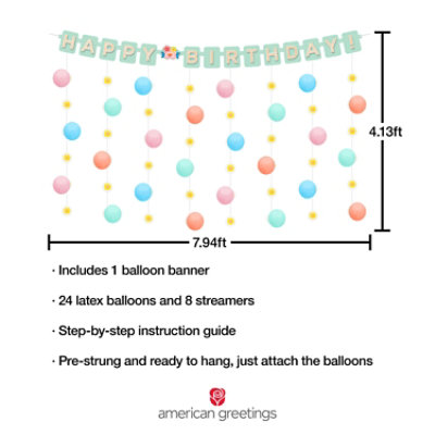 American Greetings Birthday Balloon Banner Kit with Confetti Drop & Balloons Smiley Cheers Design  - Each - Image 3