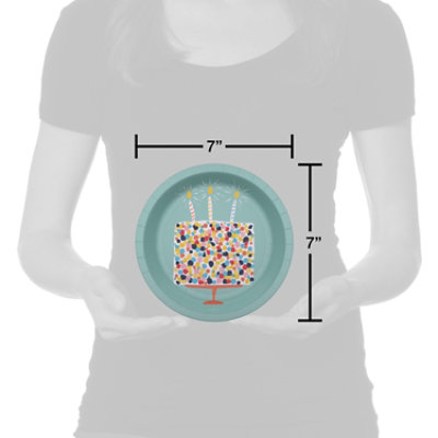 American Greetings Birthday Cake on Green 7" Paper Plates - 10 Count - Image 2